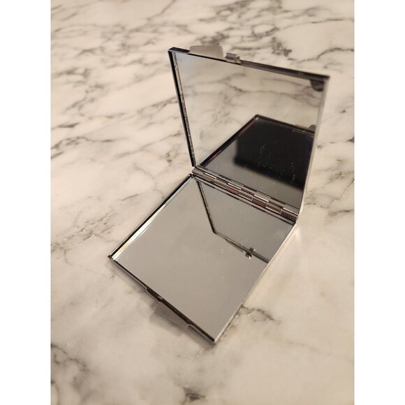 Vintage Butterfly Rhinestone Compact Mirror Silver Tone Double-Sided - Picture 5 of 6